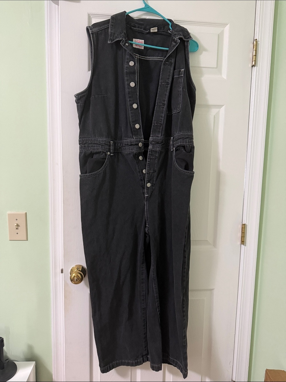 Sleeveless Black Denim Overalls Jumpsuit - Women Jeans